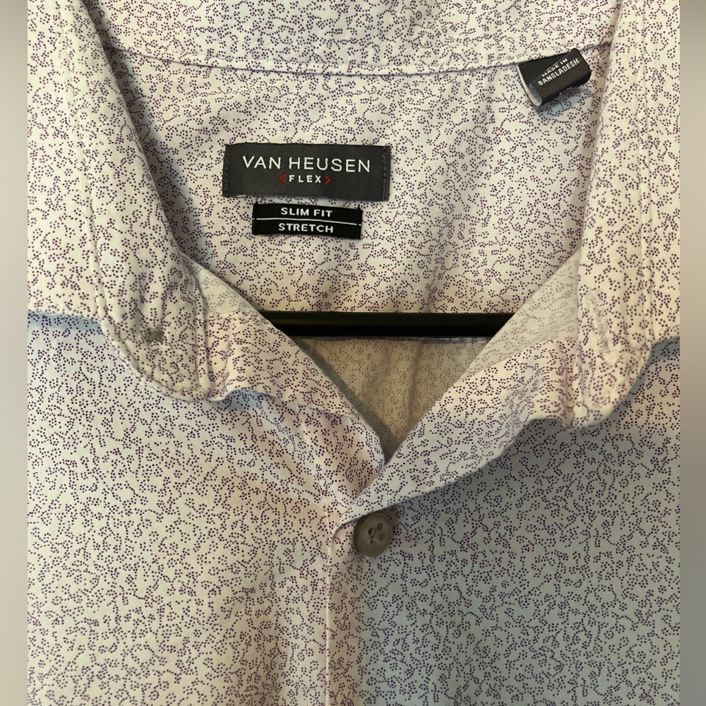Van Heusen Men's Slim Fit Stretch Shirt - Purple long sleeved XL